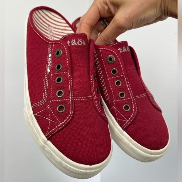 Taos EZ Soul Red Canvas Slip On Mule Sneakers Size 9 - Picture 4 of 10